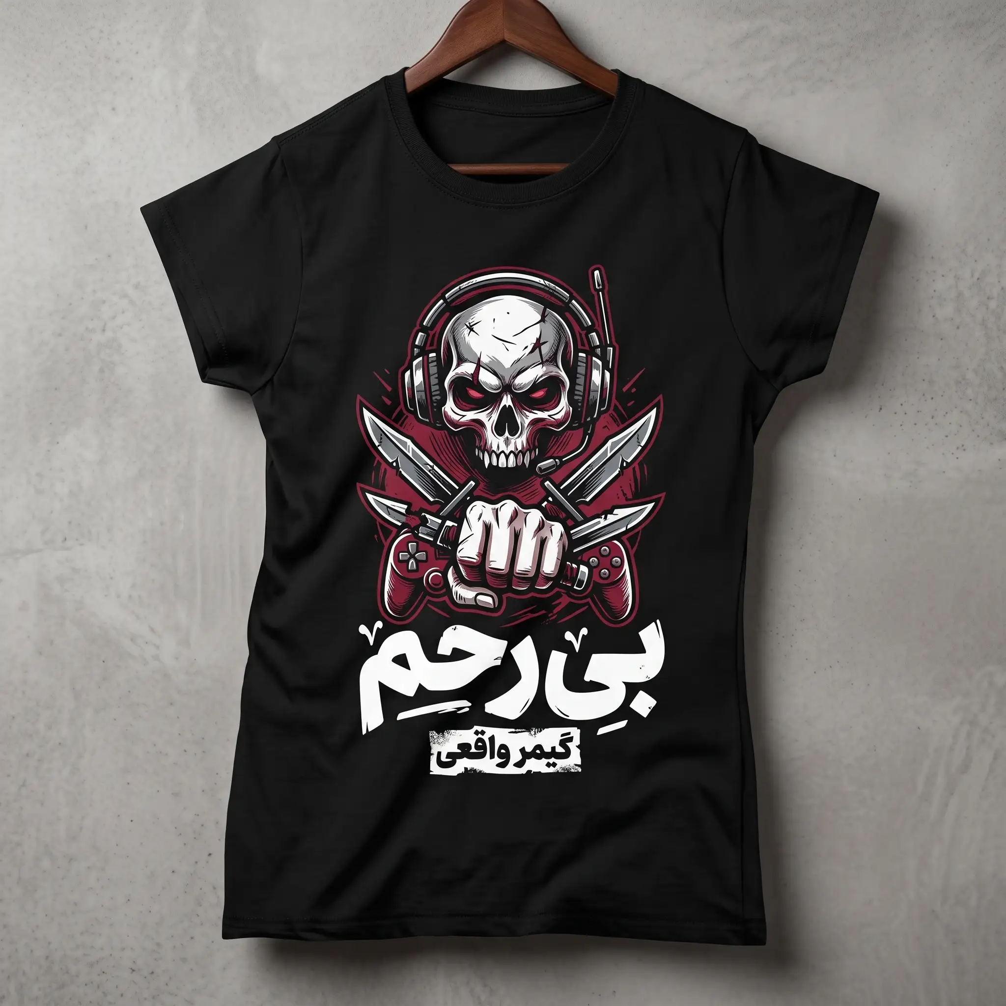 تیشرت گیمینگ طرح اسکلت (نسخه گیمر بی‌رحم)