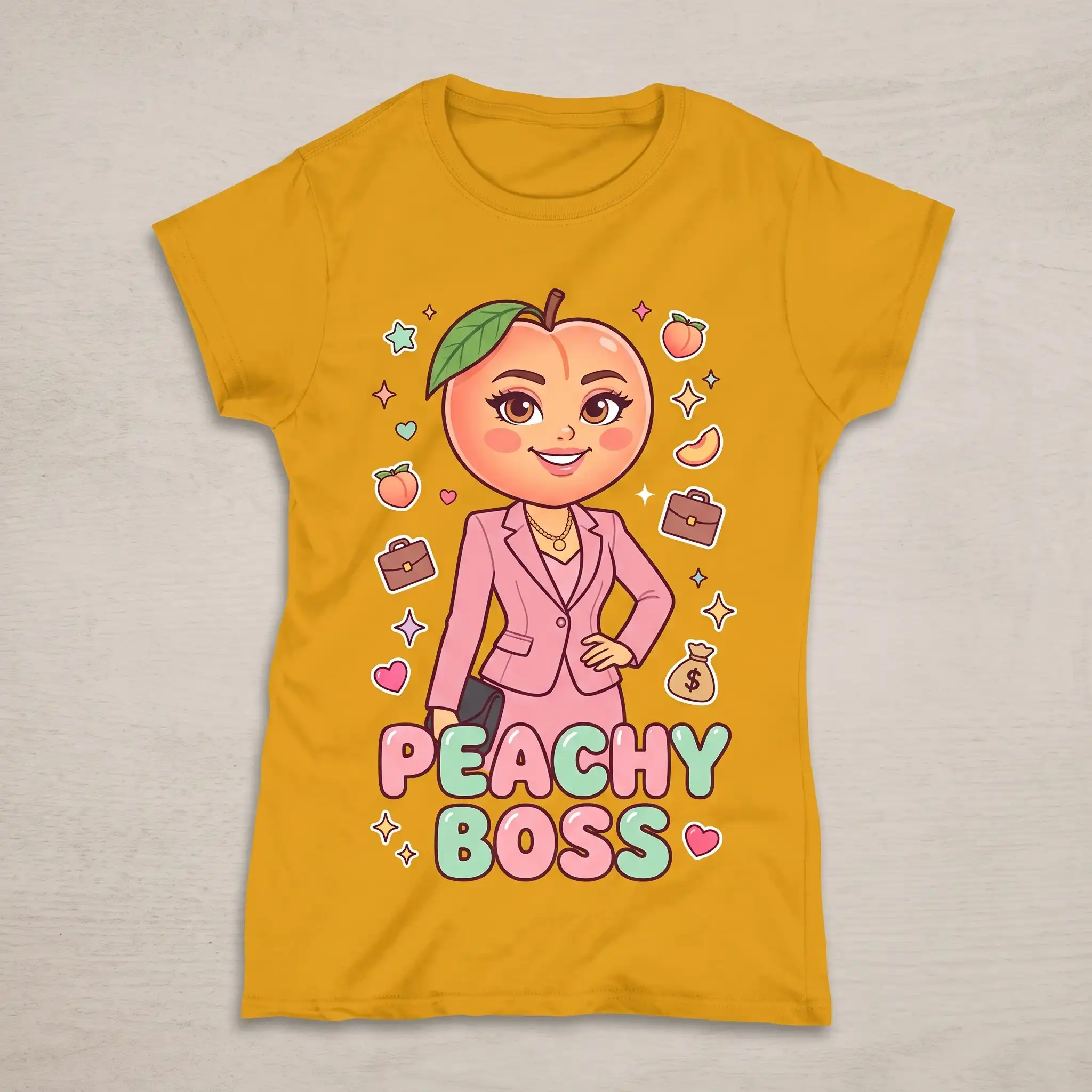 تیشرت خانم هلو (طرح ترند Peachy Boss)