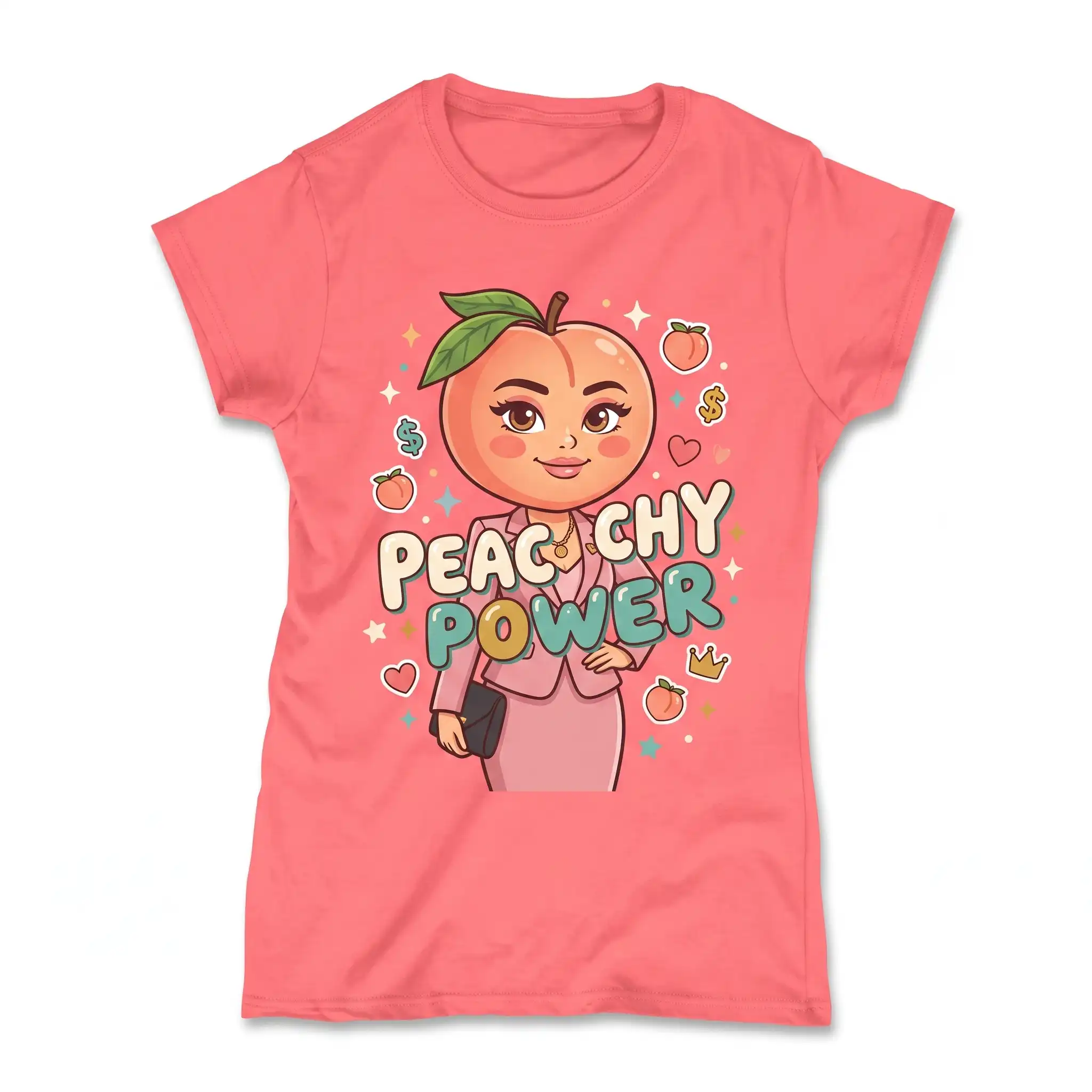 تیشرت طرح خانم هلو (نسخه Peachy Power)